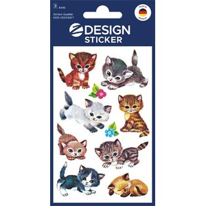 Avery zweckform Стикер, хартия, 3 листа, 76x120 mm, AVERY ZWECKFORM, "Z-Design No. 4346", котенца (4346)
