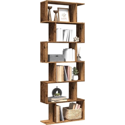 vidaXL Knihovna/dělící stěna 6patrová old wood 70x24x193 cm kompozit – Sleviste.cz