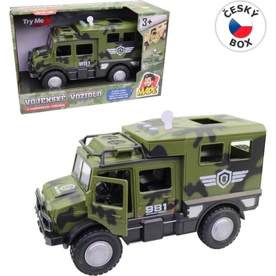 MaDe Vojenské auto na baterie světlo a zvuk setrvačník 25 cm