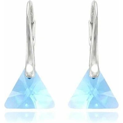 Swarovski Elements Xilion Triangle krystal 8 mm Stříbrné náušnice visací modrý trojúhelník 39174.2