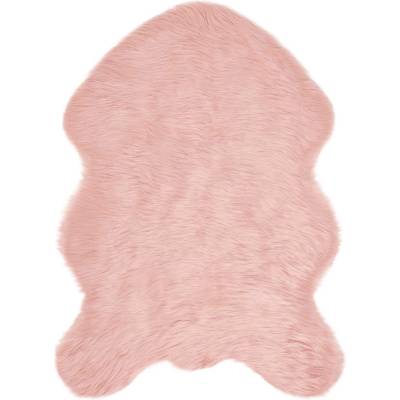 Pure Line Home Фигурална пътека tafalla с дълъг косъм, имитация на вълна, с анти-слип основа, Розова