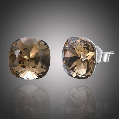 Grace Silver Jewellery stříbrné Swarovski Elements Victoria E1139-YE1050-6 Smoky Quartz