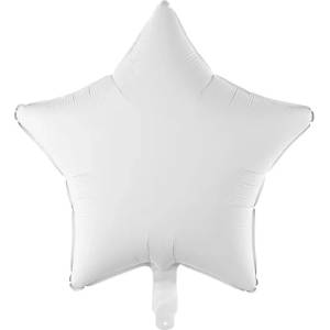 PartyDeco Балон от фолио Бяла звезда, матов, 48 см