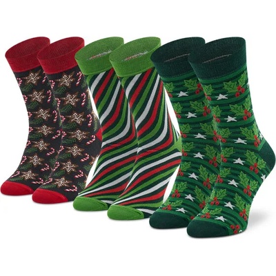 Rainbow Socks Комплект 3 чифта дълги чорапи мъжки Rainbow Socks Xmas Socks Box Stripes Pak 3 Зелен (Xmas Socks Box Stripes Pak 3)
