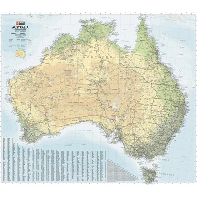 Hema Austrálie - nástěnná mapa 100 x 88 cm Varianta: bez rámu v tubusu, Provedení: laminovaná mapa v lištách