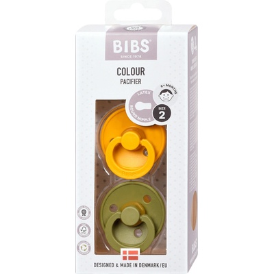 Bibs Colour dudlík z přírodního kaučuku HoneyBee/Olive 2 ks