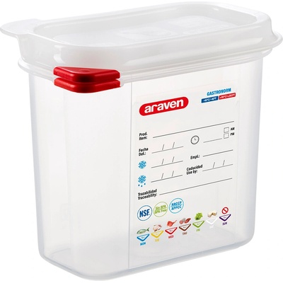 ARAVEN Gastronádoba GN 1/9 150 mm z polypropylénu s vekom, HACCP | ARAVEN, 169155