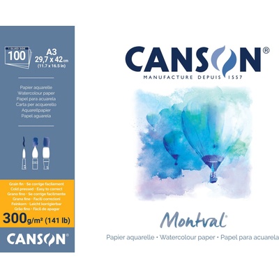 Canson Pad Montval Cold Pressed Скицник 100 A3 300 g Natural White (C200006652)