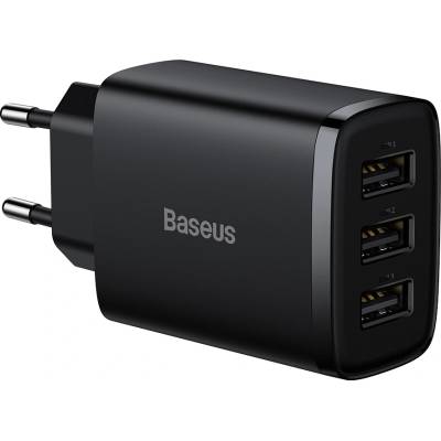 BASEUS kompaktná sieťová nabíjačka 3xUSB - 17W (CCXJ020101) čierna