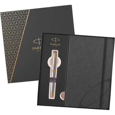 Parker Sonnet Stainless Steel GT kuličkové pero dárková sada se zápisníkem 1502/5291510 – Zboží Živě