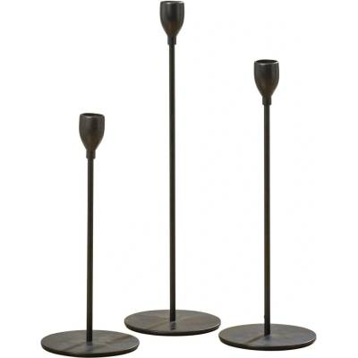 Boltze Home Sada kovových svícnů, 23 - 33 cm, MALTE, černá černá
