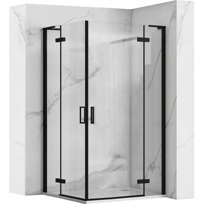 Rea Hugo Double, 2-krídlový sprchovací kút 100 (dvere) x 100 (dvere) x 200 cm, 6mm číre sklo, čierny profil, REA-K6602