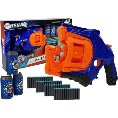 Lean Toys pištoľ na penové náboje s otočným zásobníkom modro oranžový