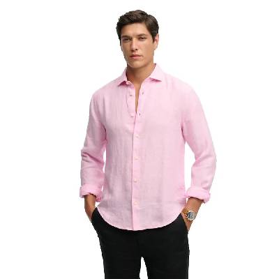 Риза с дълъг ръкав Superdry Riviera Linen long sleeve shirt - Pink (City Pink Chambray)