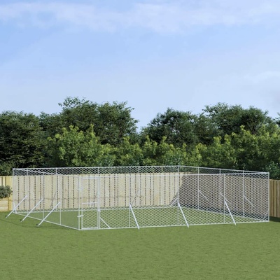 vidaXL Venkovní psí výběh stříbrný 800 x 800 x 200 cm pozinkovaná ocel 9799.3190464