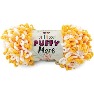Alize příze Puffy More 6560 žlutá a bílá