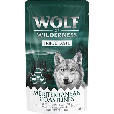 Wolf of Wilderness Adult "Triple Taste" Mediterranean Coastlines jehněčí kuřecí pstruh 12 x 125 g