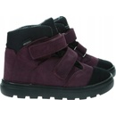 Mrugała kožené dětské boty na suchý zip s membránou neo plum