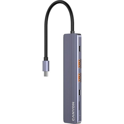 CANYON USB хъб CANYON DS-17 6-в-1, USB-C, HDMI 4K, microSD четец, сив (CNS-TDS17)