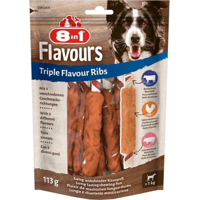 8in1 Triple Flavour Doplnkové krmivo pre dospelých psov rebierka 113 g