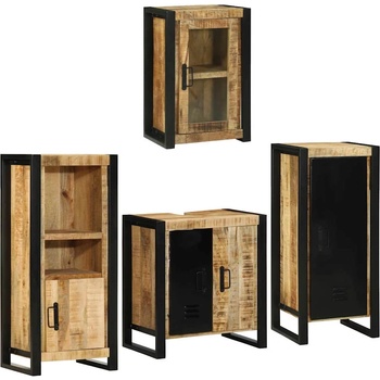 vidaXL Комплект мебели за баня 4 pcs Кафяво Солидно мангово дърво (3305688)