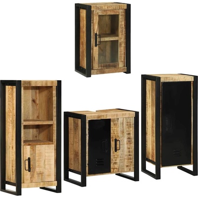 vidaXL Комплект мебели за баня 4 pcs Кафяво Солидно мангово дърво (3305688)