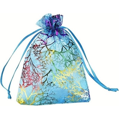 UNI Dárkový malý sáček organza MODRÝ s potiskem 9 x 7 cm