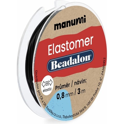 Beadalon elastomer 0,8 mm/3m černý - 1 ks