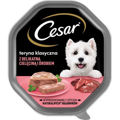 Cesar тава 150 г - пълноценна влажна храна за възрастни кучета, пастет с нежно телешко месо и птиче месо