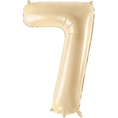 PartyDeco Fóliový balón narodeninové číslo 7 béžový 72 cm