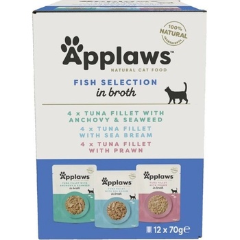 Applaws Fish in Broth Multipack - Комбинирани паучове за котка с Риба в бульон 12х70gr