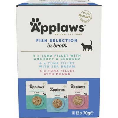Applaws Fish in Broth Multipack - Комбинирани паучове за котка с Риба в бульон 12х70gr