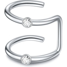 SARINES Stříbrný ear cuff s čirými zirkony ve dvou liniích S1338