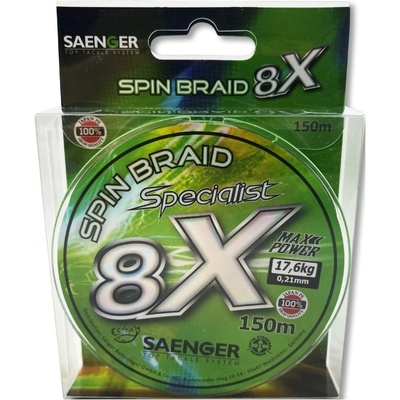 Saenger Šnúra 8X Specialist Spin Braid Zelená 150m 0,18mm 15,9kg