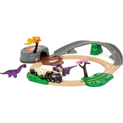 BRIO Игрален комплект Brio - Влакчета и релси, Динозавърско приключение, 21 части (36094)
