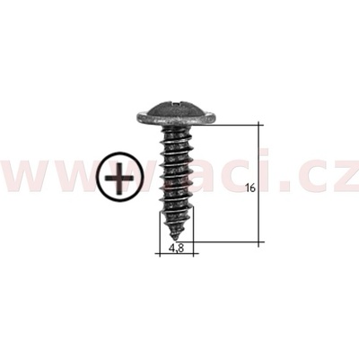 ACI Samořezný křížový vrut černý pozink Fe (sada 20 ks) (4,8 mm, 16 mm)