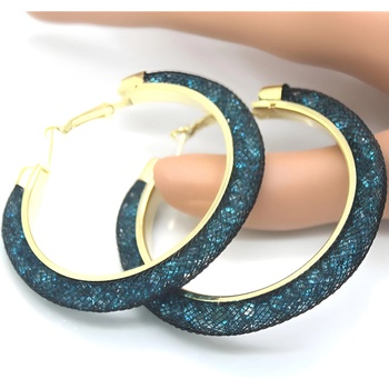 HARAHU Обеци re-3313 - Тюркоазено / Черно kp3313 (re-3313)