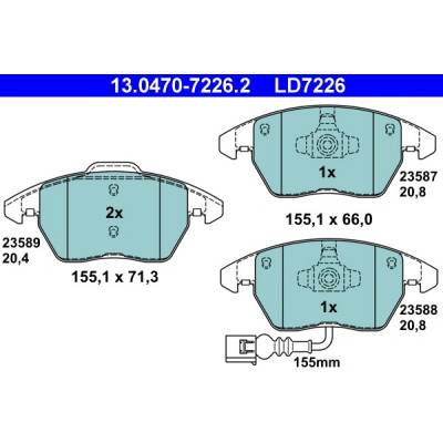 ATE Sada brzdových destiček, kotoučová brzda ATE Ceram 13.0470-7226.2