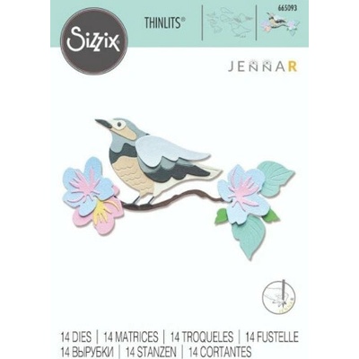 Sizzix Vyřezávací kovové šablony Thinlits Jarní ptáče 14 ks