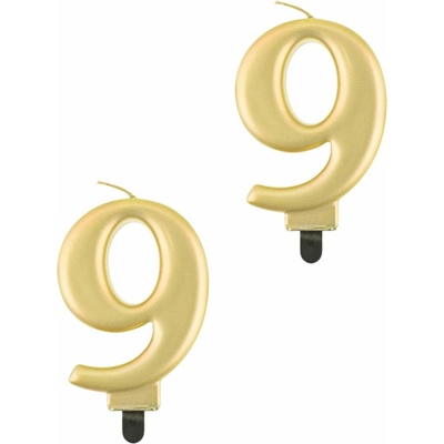 GoDan Narozeninová svíčka na dort 9 metalická zlatá 8 cm – Sleviste.cz