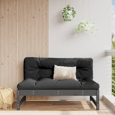 vidaXL Градински среден диван, сив, 120x80 см, борово дърво масив (825704)