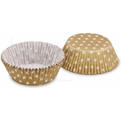 PAP Cukrářský košíček Hvězdičky bílá/zlatá Ø50 x 30 mm 40 ks