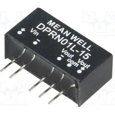 MEAN WELL DPRN01L-15 Měnič: DC/DC; 1W; Uvst: 4,75÷5,5VDC; Uvýst: 15VDC; Uvýst2: -15VDC