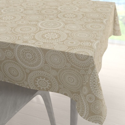 Biante Dekorační čtvercový ubrus Leona LN-170 Bílé mandaly na režném 70x70 cm