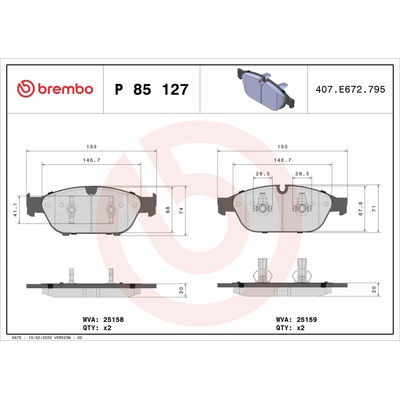 BREMBO Súprava brzdových doštičiek P 85 127