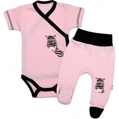 Baby Nellys 2-dielna sada body dl. rukáv + polodupačky ružová Baby Little Star