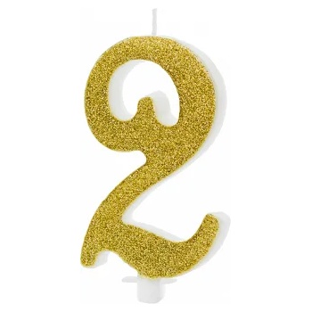 Image 1 of PartyDeco Свещ за торта - златна, номер 2