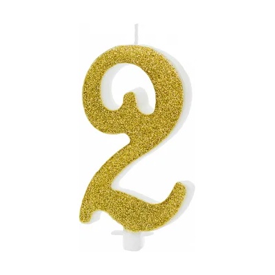 PartyDeco Свещ за торта - златна, номер 2