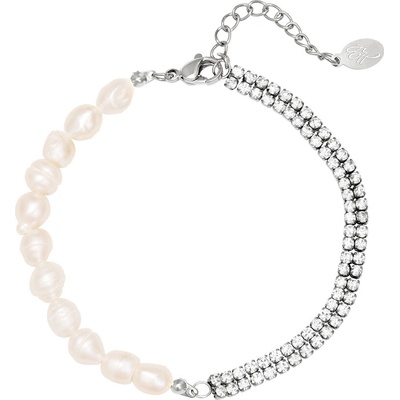 ORNAMENTI Náramek Pearls Double Zirconia silver OOR800142