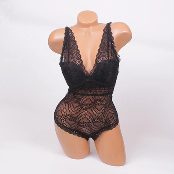 Image 1 of Стилно дантелено боди в черен цвят с твърда чашка